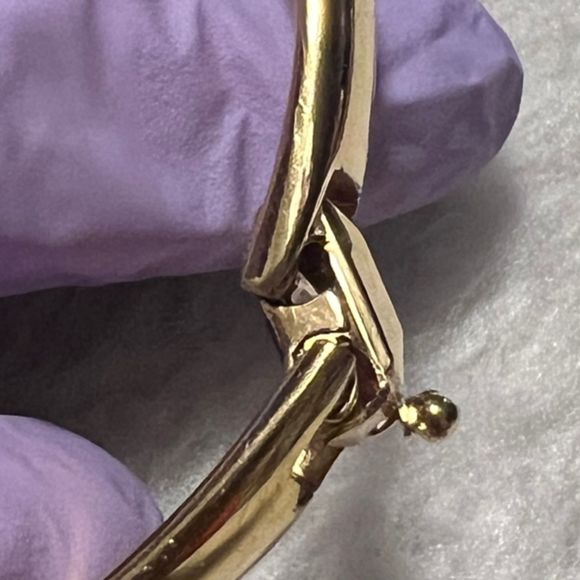 Classic Gold Tone Metal Hinged Closure Bangle Bracelet - Picture 5 of 7